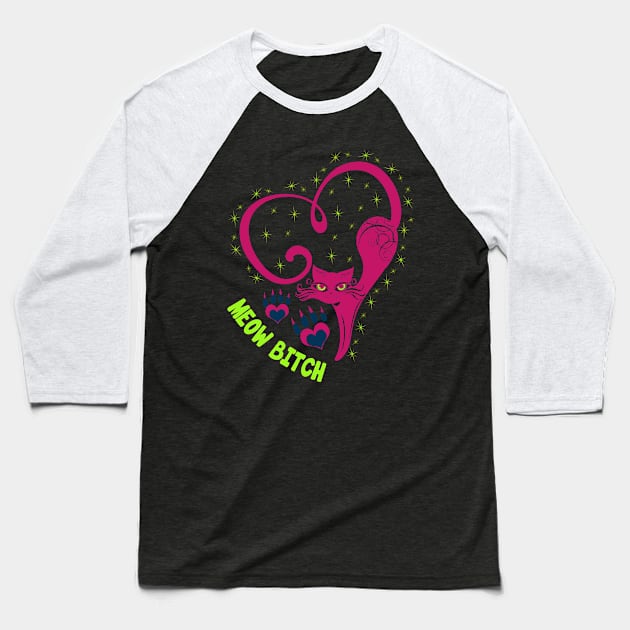 Cat Tail heart Baseball T-Shirt by Kitty's Sassy Shirts 